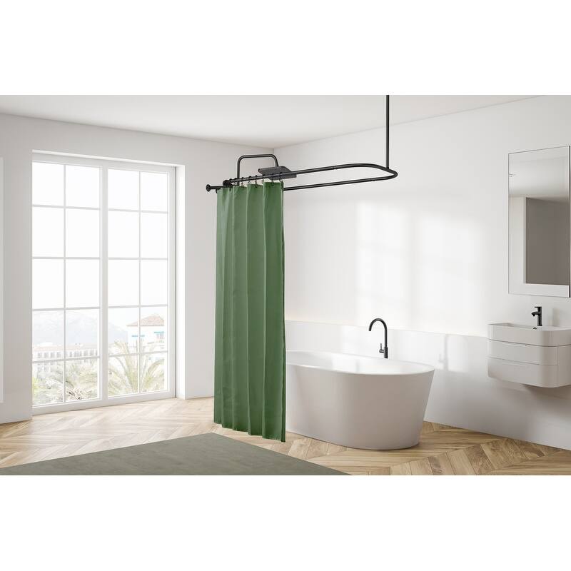 Utopia Alley Rustproof Wall Mounted Aluminum Hoop Shower Rod Extra Large 54 Inch by 26 Inch