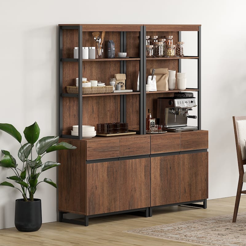 WAMPAT Modern 72" Tall Bookcase with Metal Base and Adjustable Shelves, Library Book Shelf with Storage Cabinet