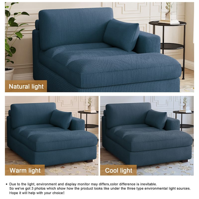 Modern Corduroy L-Shaped Sofa Chaise Lounge Couch