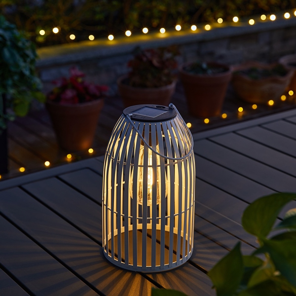 Glitzhome 9.75 H Metal Woven Solar Powered Outdoor Hanging Lantern On Sale Bed Bath Beyond 33824324