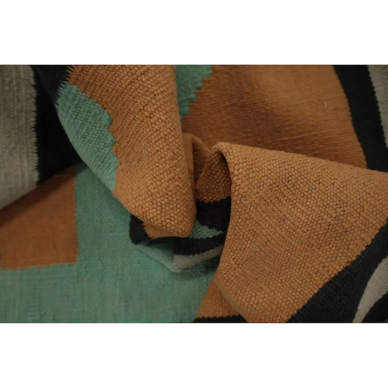 Hand Woven Oriental 100% Wool Carpet Southwestern Tribal Green Kilim Area Rug - 10' 0'' X 8' 4''