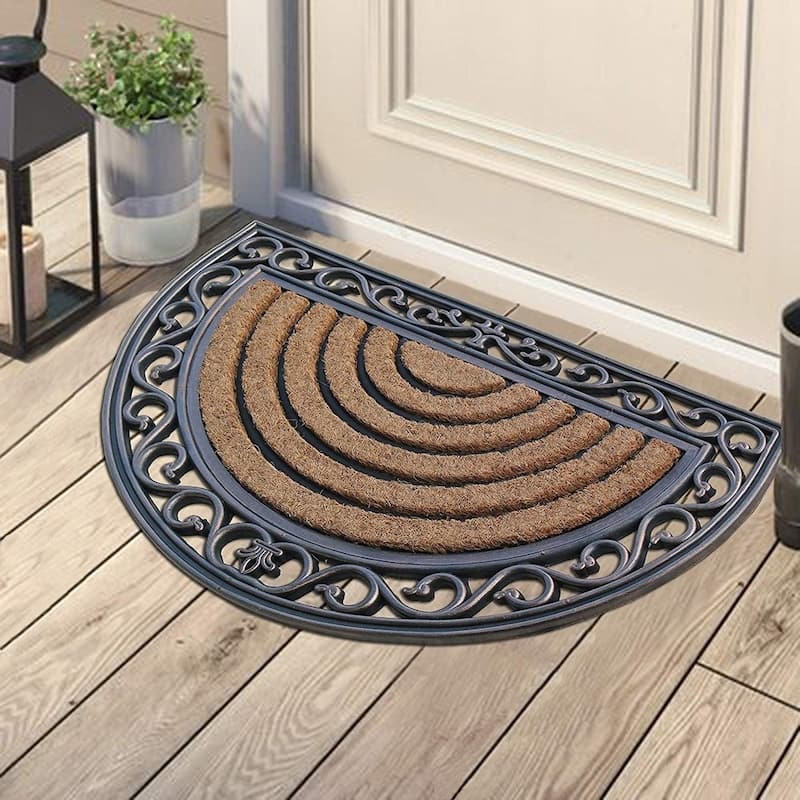 A1HC Hand-Crafted Elegant 18" x 30" Rubber Coir Door Mat