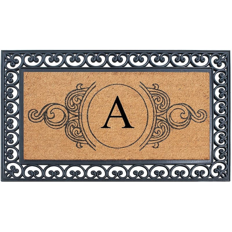 A1HC 30" x 48" Heavy-Duty Rubber & Coir Outdoor Doormat with Copper/Black Border – Large, Non-Slip Backing - A