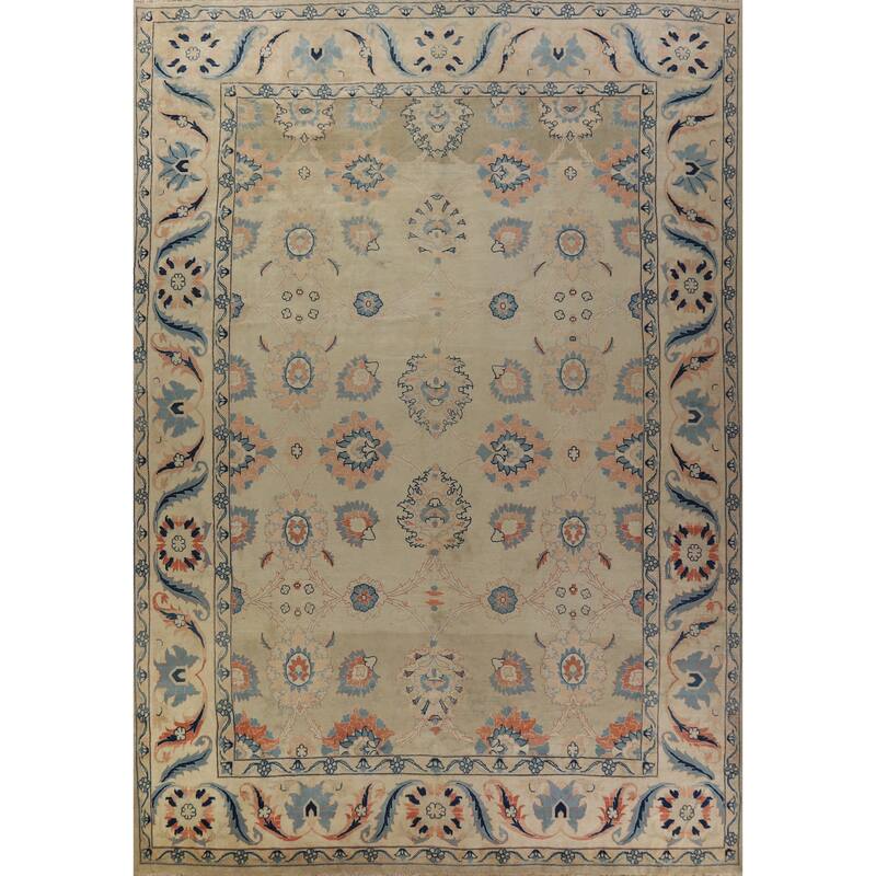 Hand Knotted Oriental 100% Wool Carpet Traditional All-Over Beige & Ivories Mahal Area Rug - 16' 6'' X 13' 0''