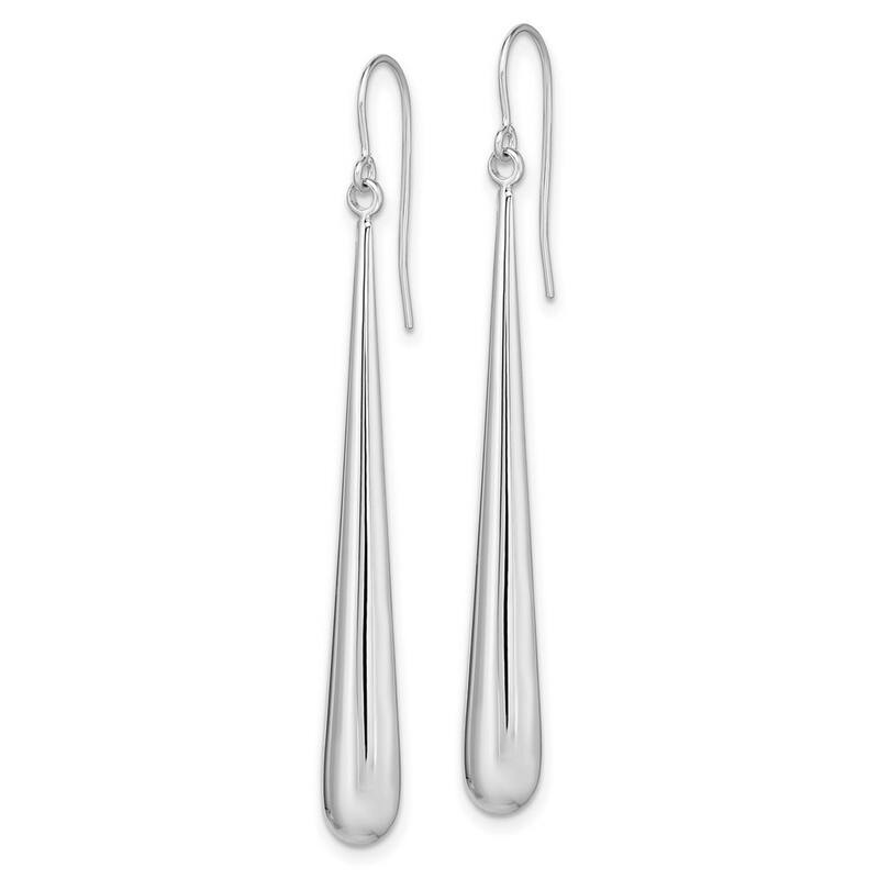 Curata Solid 14k White Gold Long Trendy Polished Tear-drop Hook Earrings (6mmx53mm)