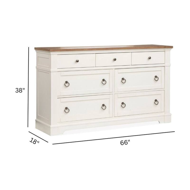 Magnussen Home Kingston Whisper White and Cerused Nutmeg Drawer Dresser