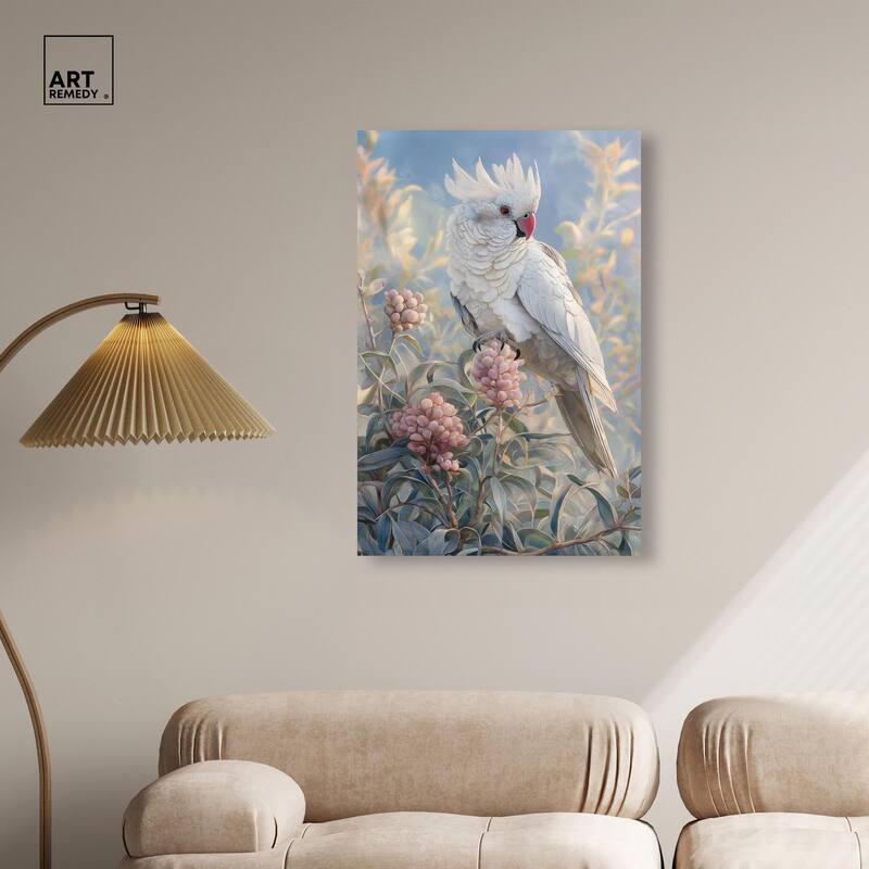 Cockatoo and Blossoms Canvas by Art Remedy, Gallery Wrapped