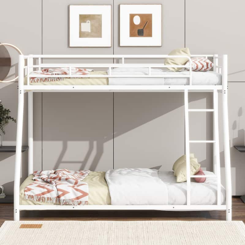 Various Sizes Metal Bunk Beds Frame with Ladder and High Guardrail, Heavy Duty Metal Bunk Beds🛍️🛒