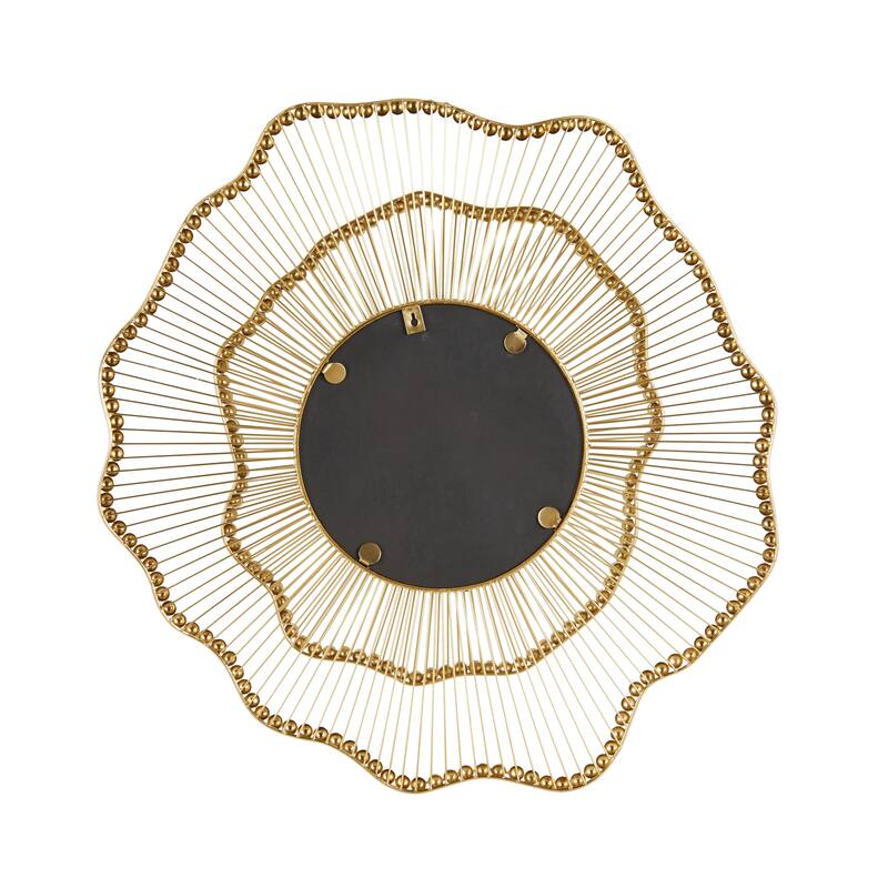 Metal Floral Layered Frame Room Wall Mirror with Layered Floral Frame - Gold - Roche River Decor
