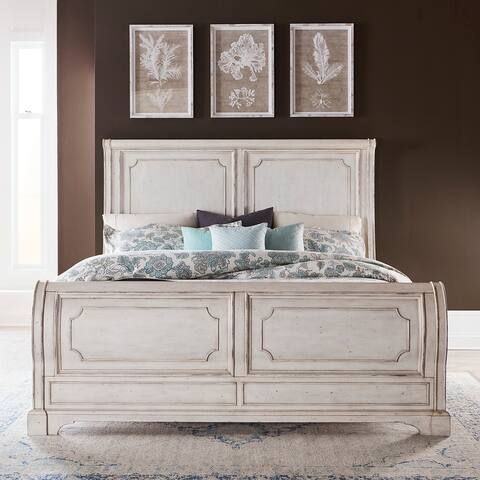 Abbey Road Porcelain White Churchill Brown King Sleigh Bed