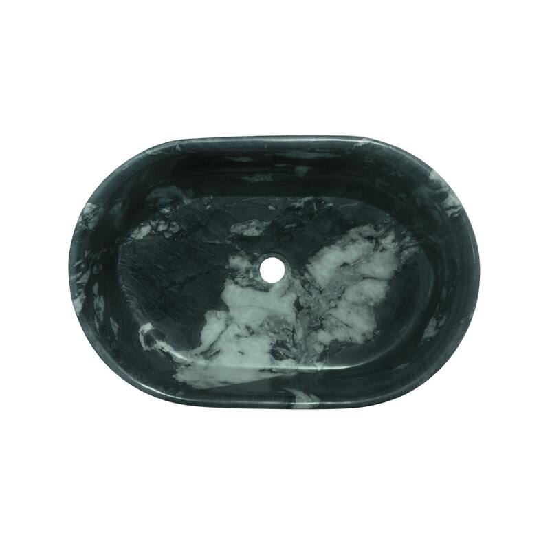 Roomfitters Marble Bathroom Vessel Sink, Natural Stone Countertop Wash Basin, Polished Oval Vanity Sink