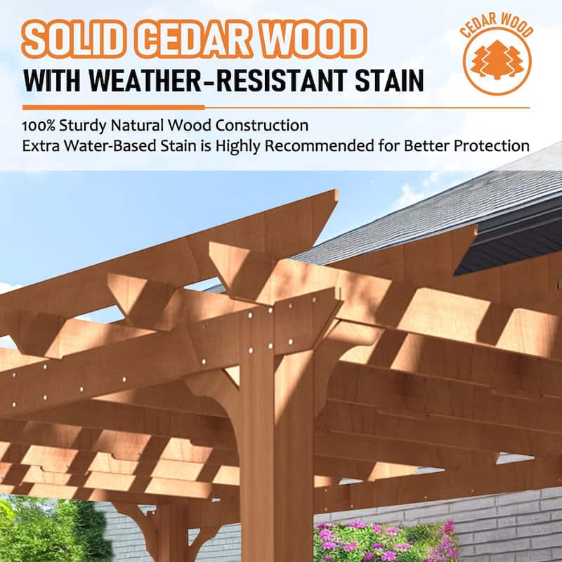 VEIKOUS Outdoor Cedar Wood Pergola Gazebo Kit with Flat Roof Trellis for Patio, Deck, Garden and Backyard