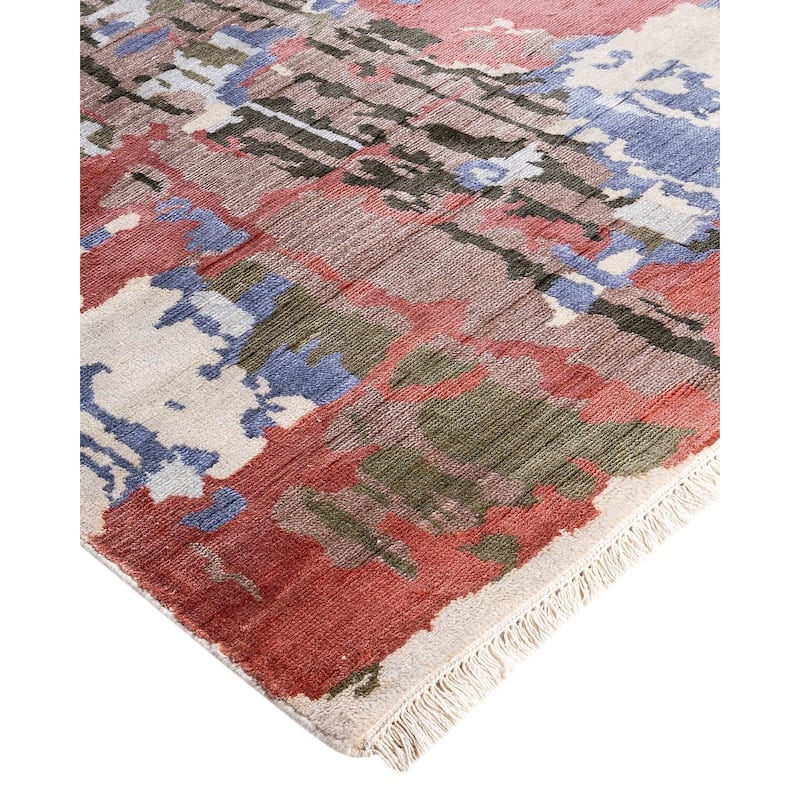 Ikat One-of-a-Kind Hand-Knotted Area Rug, Purple - 9' 3" x 11' 10"