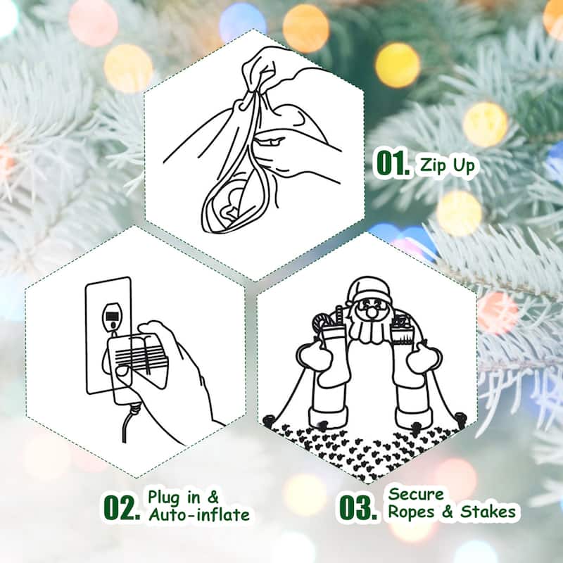 Gymax 6.5ft Inflatable Christmas Santa Riding Polar Bear Decoration w/ - See Details