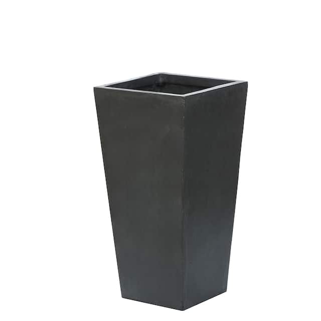 Tall ModernTapered Square MgO Planter - small - Grey