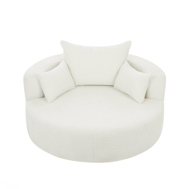 360° Swivel Chair Accent Barrel Chair Swivel Round Sofa Chair with 3 Removable Pillows for Living Room, Bedroom