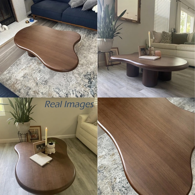 48.4" Modern Walnut Cloud Coffee Table for Living Room