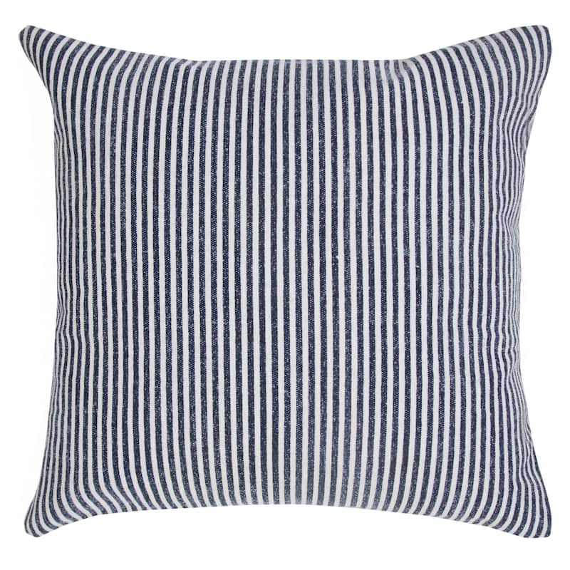 Handwoven Striped Square Cotton Throw Pillow Cover - 20" - Blue and White