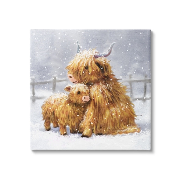 slide 2 of 14, Stupell Cattle Calf Snowy Farm Landscape Canvas Wall Art by Pip Wilson 17 x 17