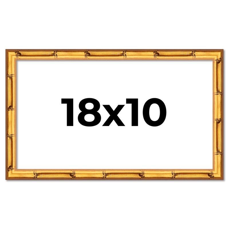 18x10 Frame Gold Bamboo Solid Wood Picture Frame | 1 Inch Moulding