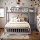 preview thumbnail 2 of 38, Modern Twin Over Full Bunk Bed With Six Drawers And Flexible Shelves With Wheels
