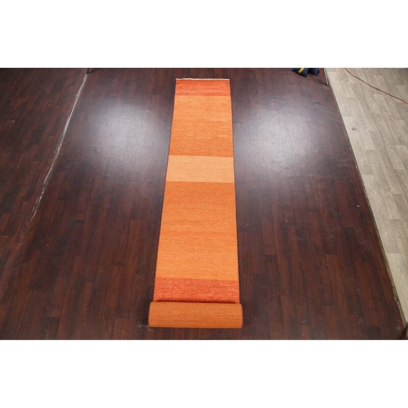 Modern Oriental Gabbeh Kashkoli Long Runner Rug Wool Handmade - 2'6" x 20'8"