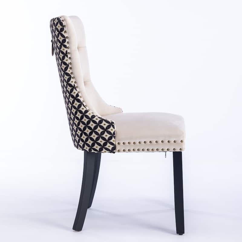 Velvet Dining Chairs with Wood Legs Nailhead, SET OF 2