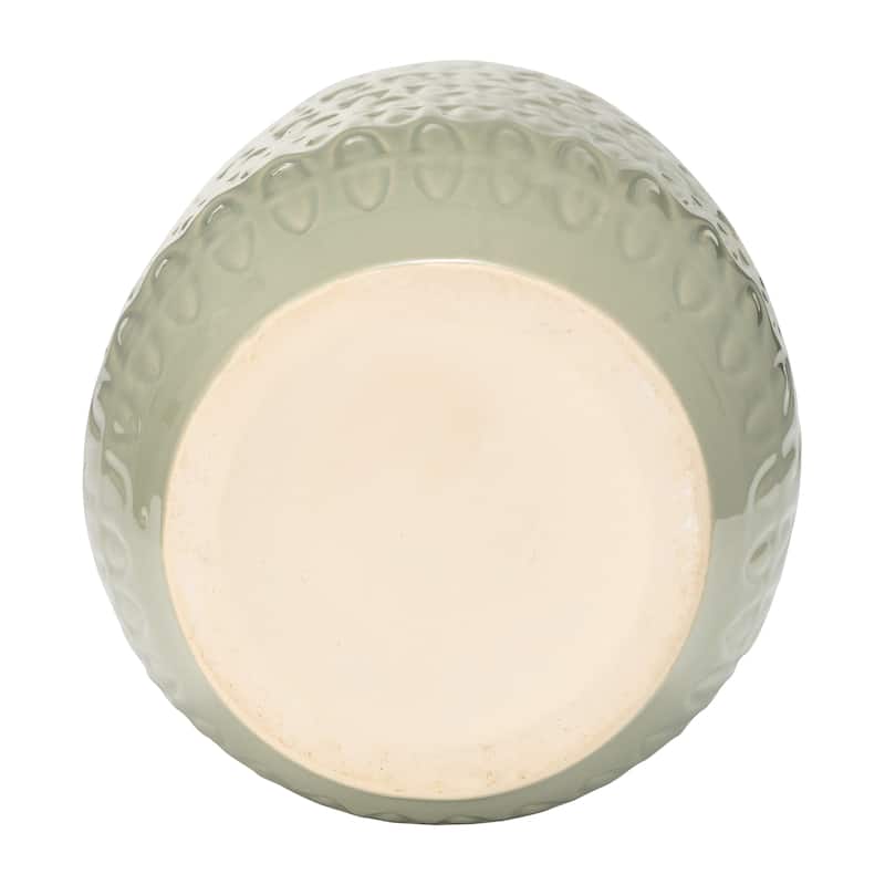 Sagebrook Home Ceramic Vase Carved Design Decorative Light Colored Table Vase for Home or Office Decor