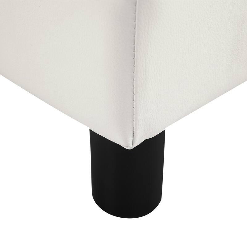 HOMCOM Modern Faux Leather Upholstered Rectangular Ottoman Footrest with Padded Foam Seat and Plastic Legs, Bright White