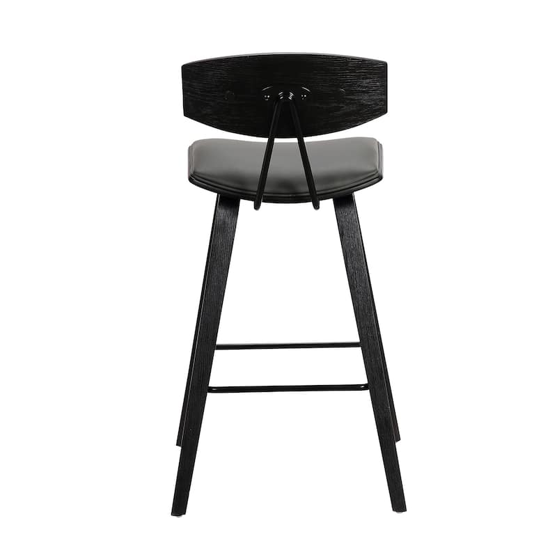 Faux Leather Saddle Bar Stool with Iron Frame and Low Back Support - 19” x 16” x 38” (D x W x H)