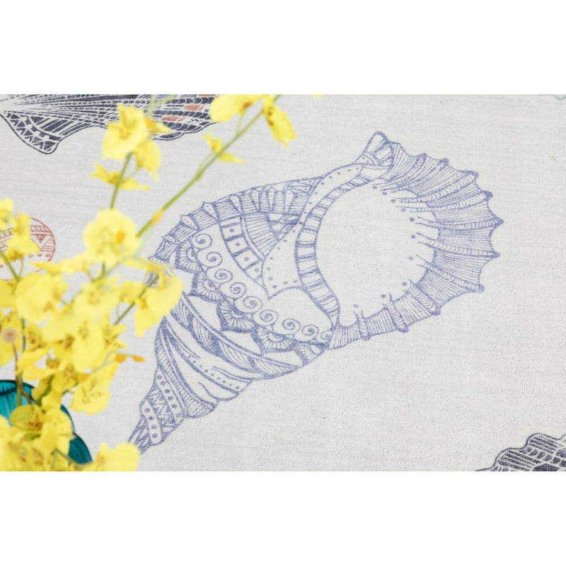 Florida Coastal-Inspired Design Seashell Pattern Area Rug