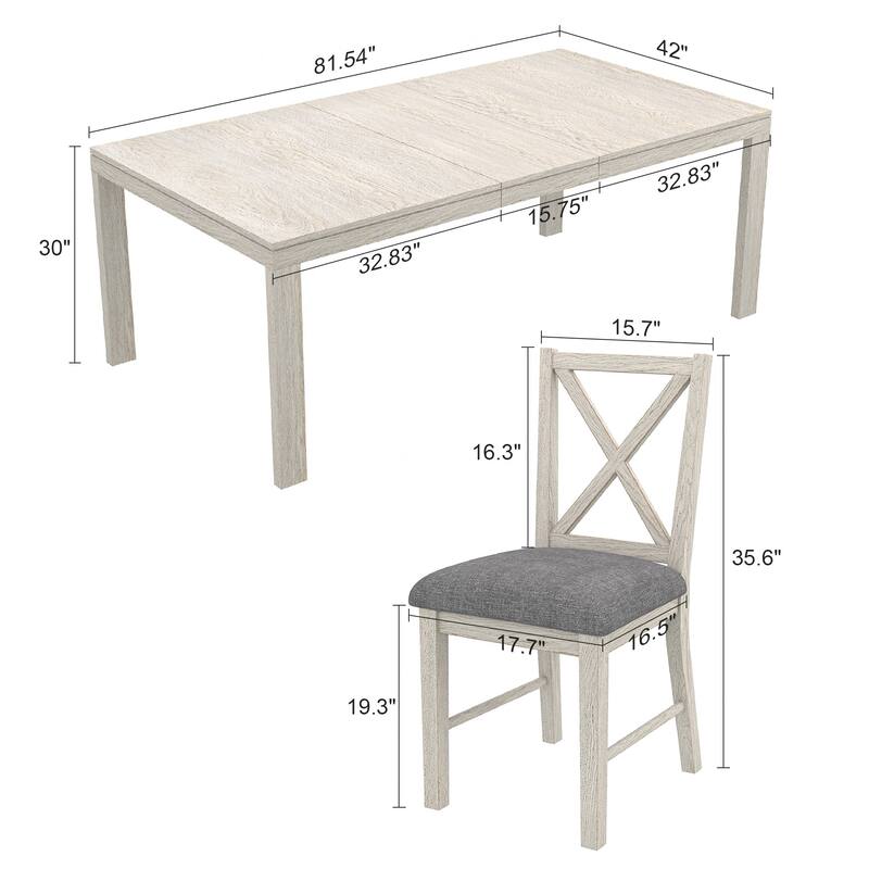 66"-82" Extendable Dining Table Set for 6,Wood Dining Room Table Set,Mid Century Rectangular Kitchen Table with Chairs
