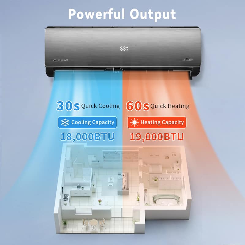 Sliver Split Air Conditioner 18000BTU ,Ductless Inverter Heat Pump, 208-230V 17SEER2,Min Split AC/Heating System, Energy Saving