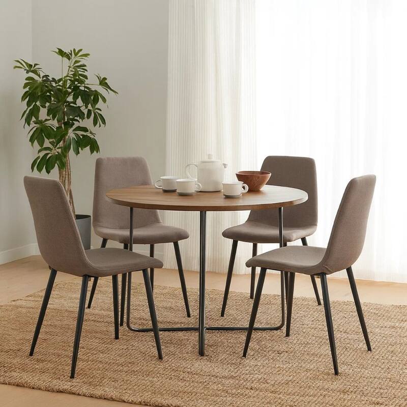 30 Inch Wood Round Accent Coffee Table with Triangular Base, Brown, Black