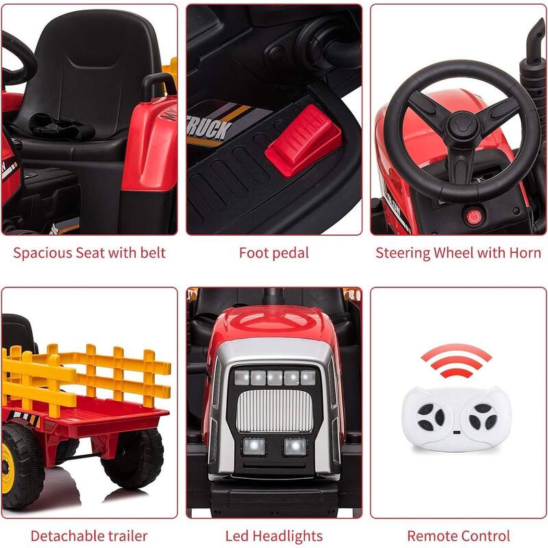 12V Ride on Tractor with Trailer & Remote Control