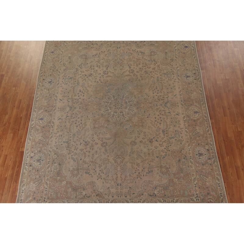 Distressed Tabriz Persian Vintage Rug Handmade Oriental Wool Carpet - 9'6" x 12'9"