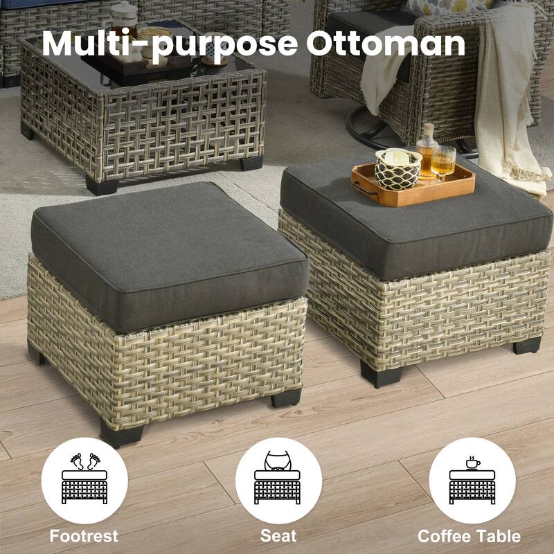 XIZZI 10-piece Outdoor Patio Wicker Furniture Sectional Set with Fire Table