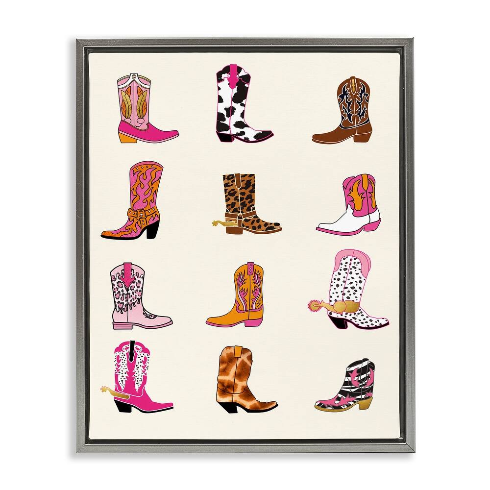 Stupell Bright Cowboy Boots & Spurs Framed Floater Canvas Wall Art Design By Susan Arnot