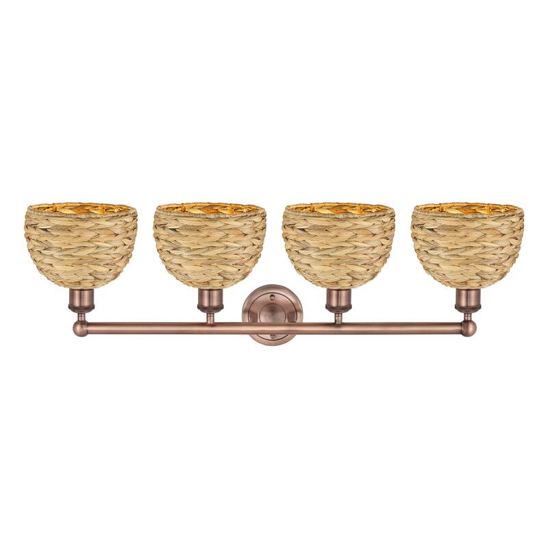 Innovations Lighting Endless Possibilities Edison - Woven Rattan - 4 Light 35" Bath Vanity Light