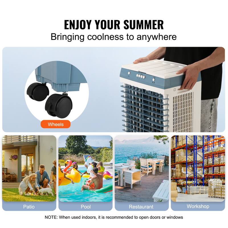 Evaporative Cooler, 1400 CFM Air Cooler, 84° Oscillating Swamp Cooler ,5 Gal Portable Air Cooler for 550 Sq.ft - 1400 CFM