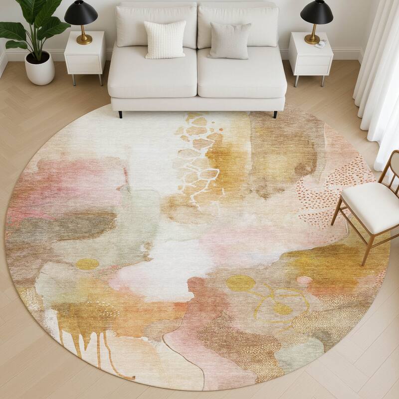Premium Washable Super Soft Abstract Contemporary Mayfield Rug - Mauve - 8' x 8'