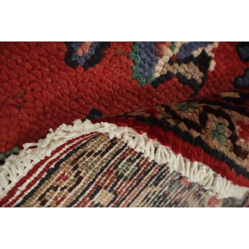 Hand Knotted Oriental 100% Wool Carpet Traditional Floral Red Hamedan Area Rug - 9' 7'' X 6' 7''