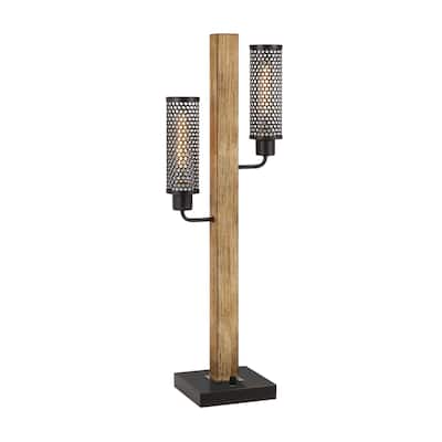 Contemporary 32" Table Lamp with Rectangular Base and Black Metal Shade for Living Room Decor - 32”H x 10”W x 10”D