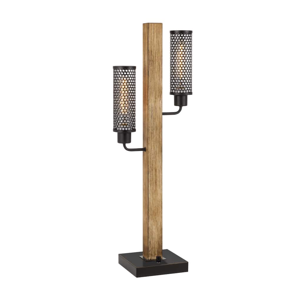 Contemporary 32" Table Lamp with Rectangular Base and Black Metal Shade for Living Room Decor - 32”H x 10”W x 10”D