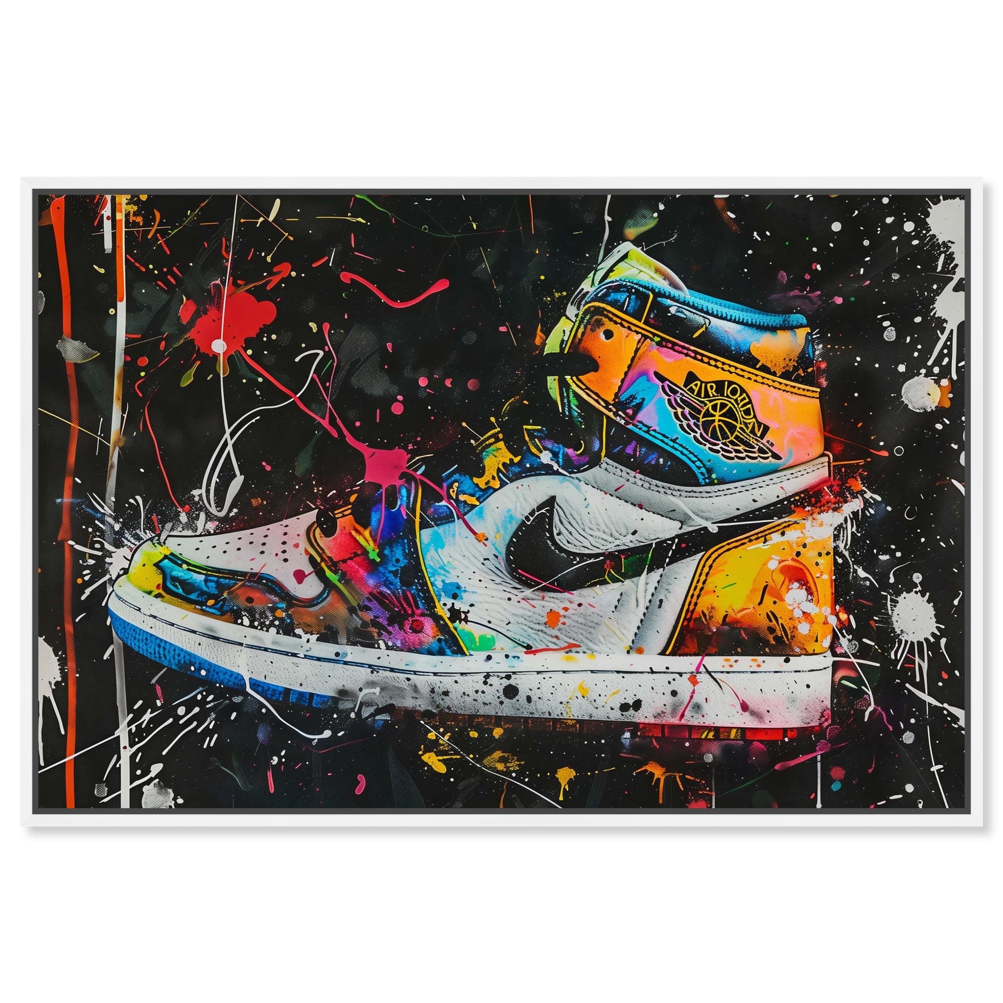Dark Graffiti Sneaker Art Framed Canvas Print by Notoriart