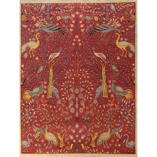 Red Animal Rug Pink Red Animals Ziegler Oriental Area Rug Handmade Wool Carpet - 8'3 ...