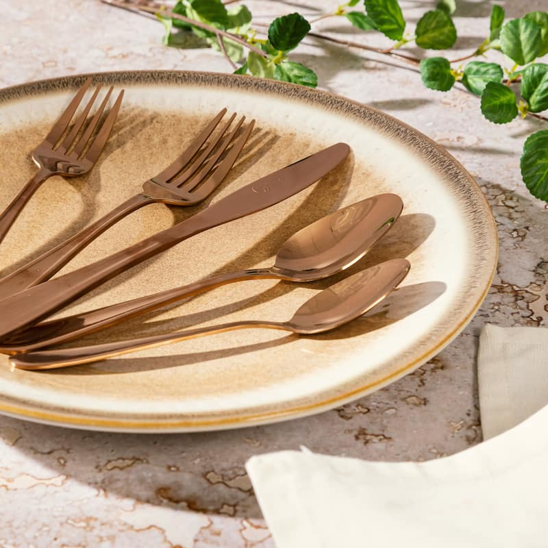 Gibson Home Stravida 20 Pc Flatware Set in Rose Gold Stainless Steel
