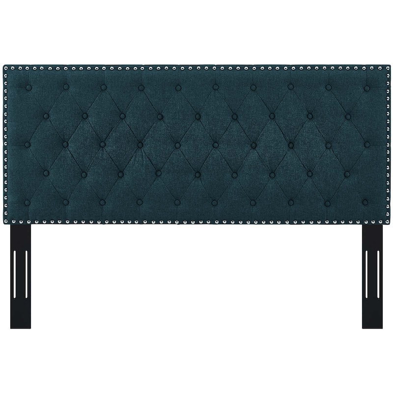 Porch & Den Inverness Tufted Full/Queen Upholstered Linen Fabric Headboard