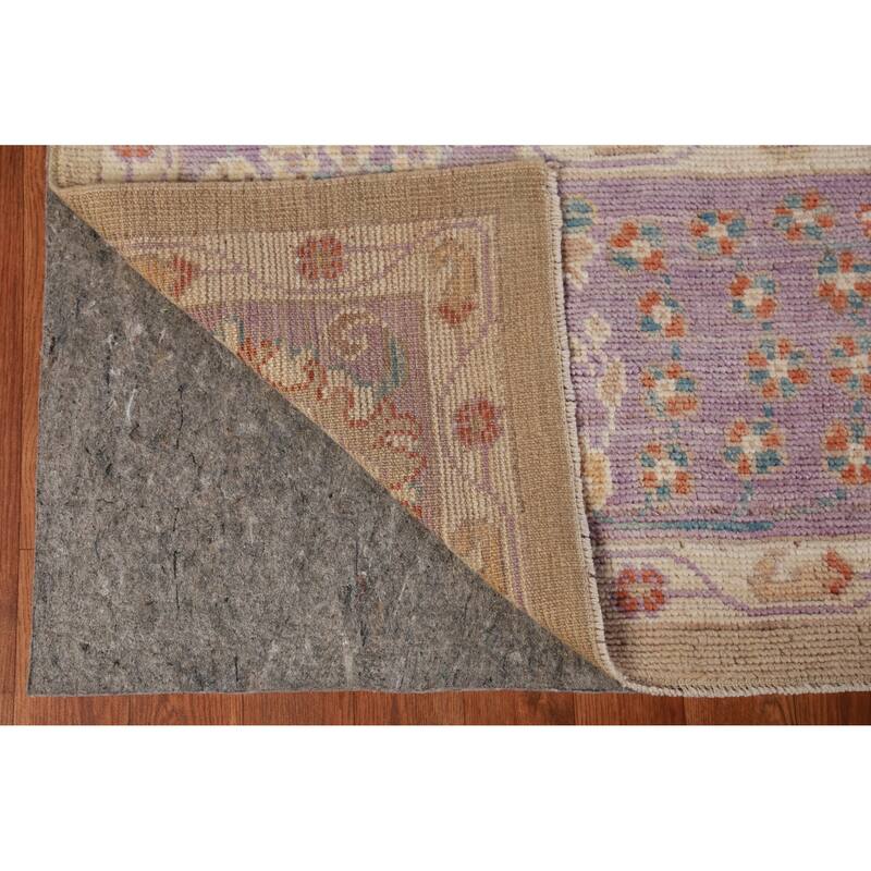 Hand Knotted Oriental 100% Wool Carpet Transitional All-Over Brown Oushak Area Rug - 14' 2'' X 9' 10''