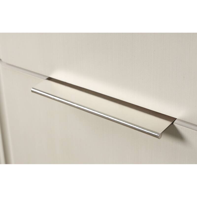 Transitional Nightstand - Antique White Finish, Fluted Design & Chrome Handles